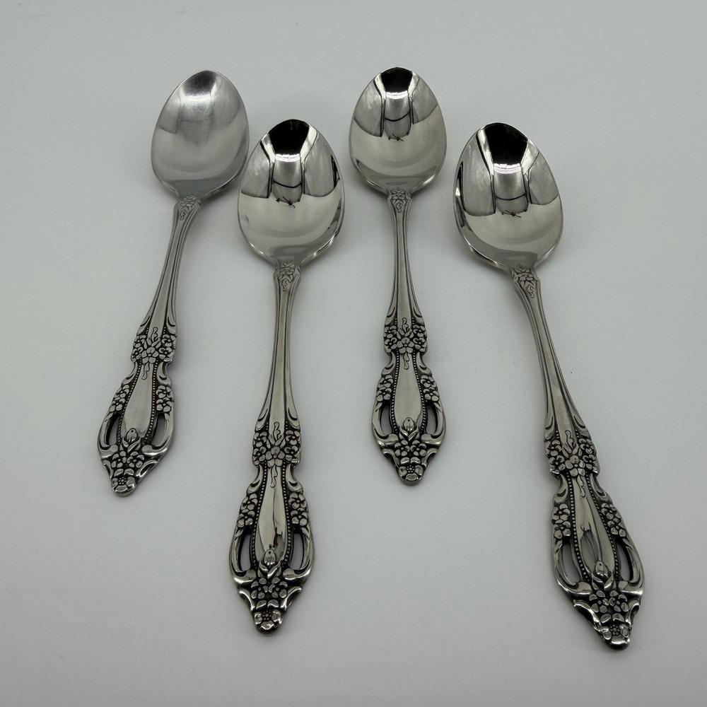 Oneida Raphael Set 4 Teaspoons Spoon Distinction Deluxe Stainless Flatware
